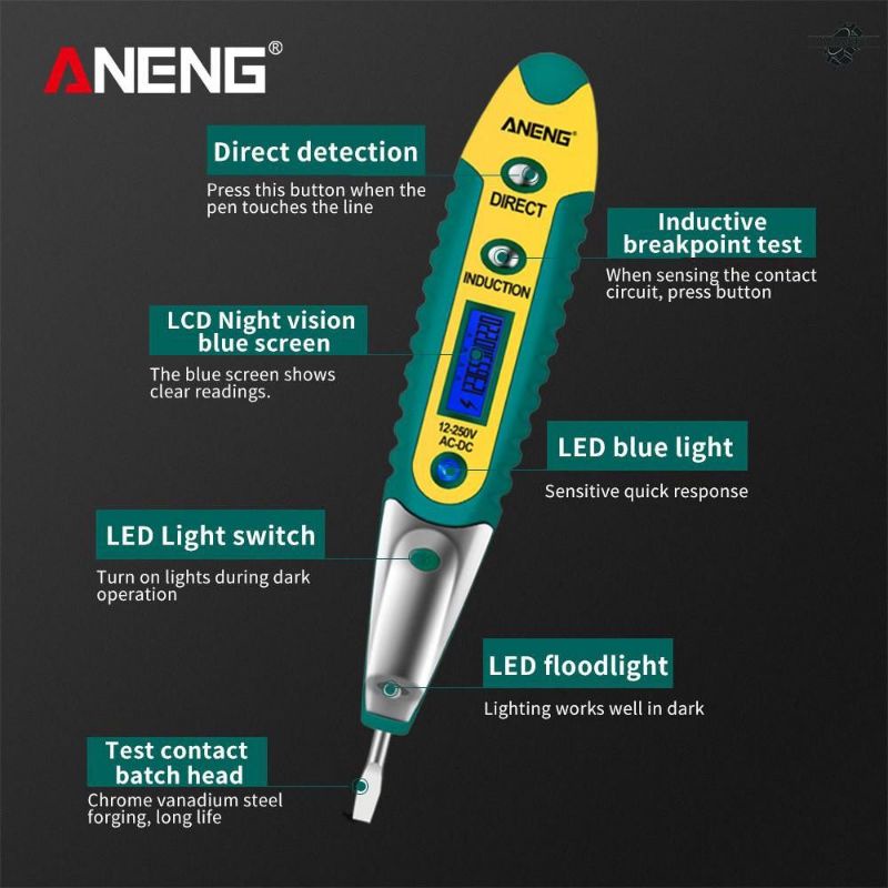 Pen Tester Listrik Ac/Dc Voltage Detector Meter 12-250v