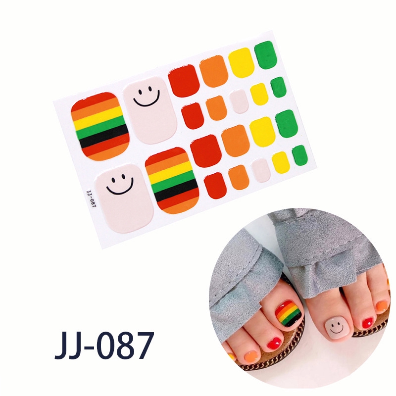 Jj081-100 22pcs/lembar Stiker Kuku Kaki Palsu 3d Diy