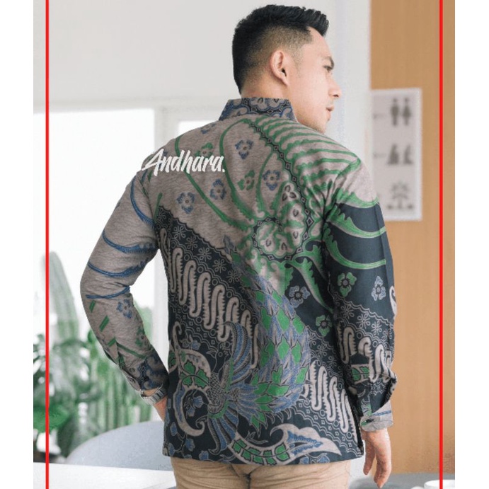 Baju Batik pria lengan panjang modern Premium Jumbo LUNA1