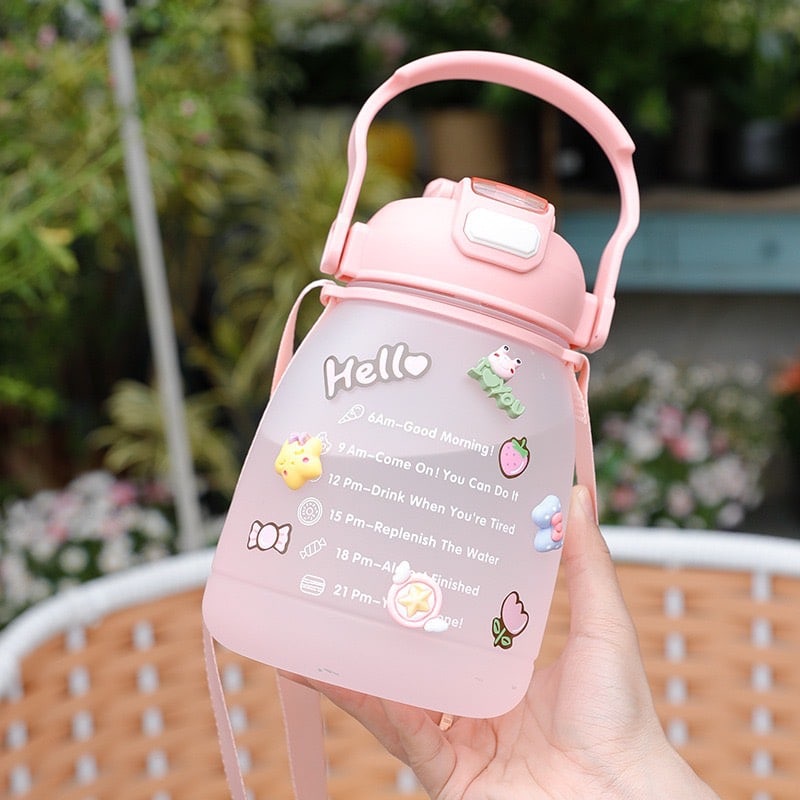 LID119- Botol Air Botol Minum Sedotan Botol Anak Karakter Warna Warni- Your Affordable Quality!