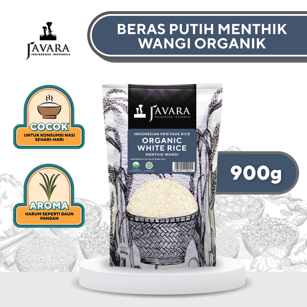 

Javara Menthik Wangi Polished Organic Rice Beras Putih Organik 900g