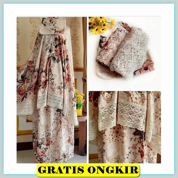 Mukena Dewasa Nyaman Bali 2In1 Berkualitas Tali Belakang Kekinian J6V4 Mukenah Motif Putih Adem Tave