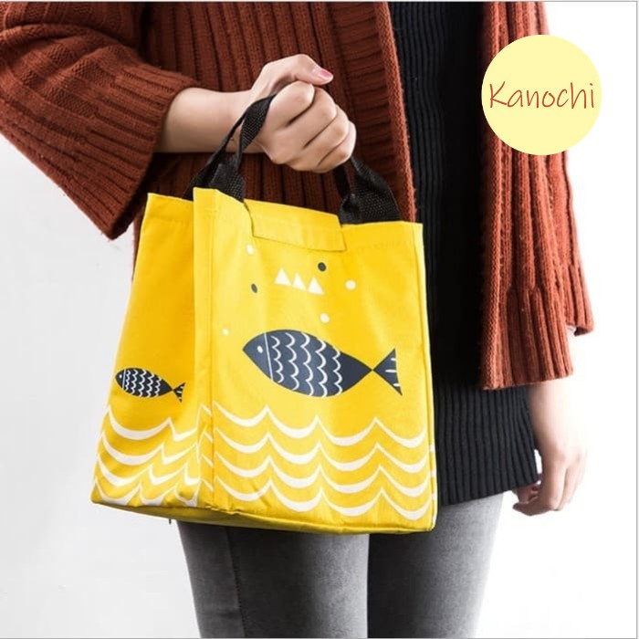 Tas Bekal Makan Cooler Lunch Bag Sekolah Travel Motif Ikan Fish