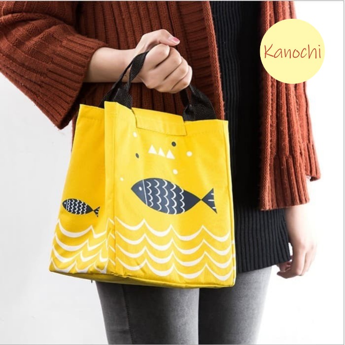 Tas Bekal Makan Cooler Lunch Bag Sekolah Travel Motif Ikan Fish