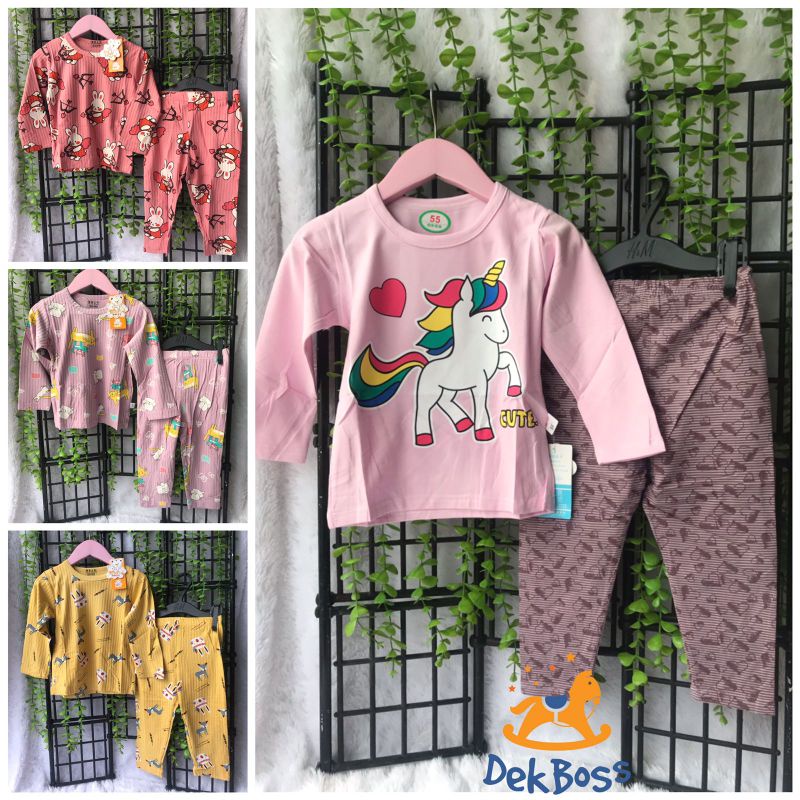 Piyama anak perempuan import lengan panjang 1 2 3 tahun | Baju tidur anak perempuan setelan 1 2 3 tahun import lengan panjang | Stelan panjang anak perempuan 1 2 3 tahun import murah terbaru | Set baju anak cewek 1 2 3 tahun