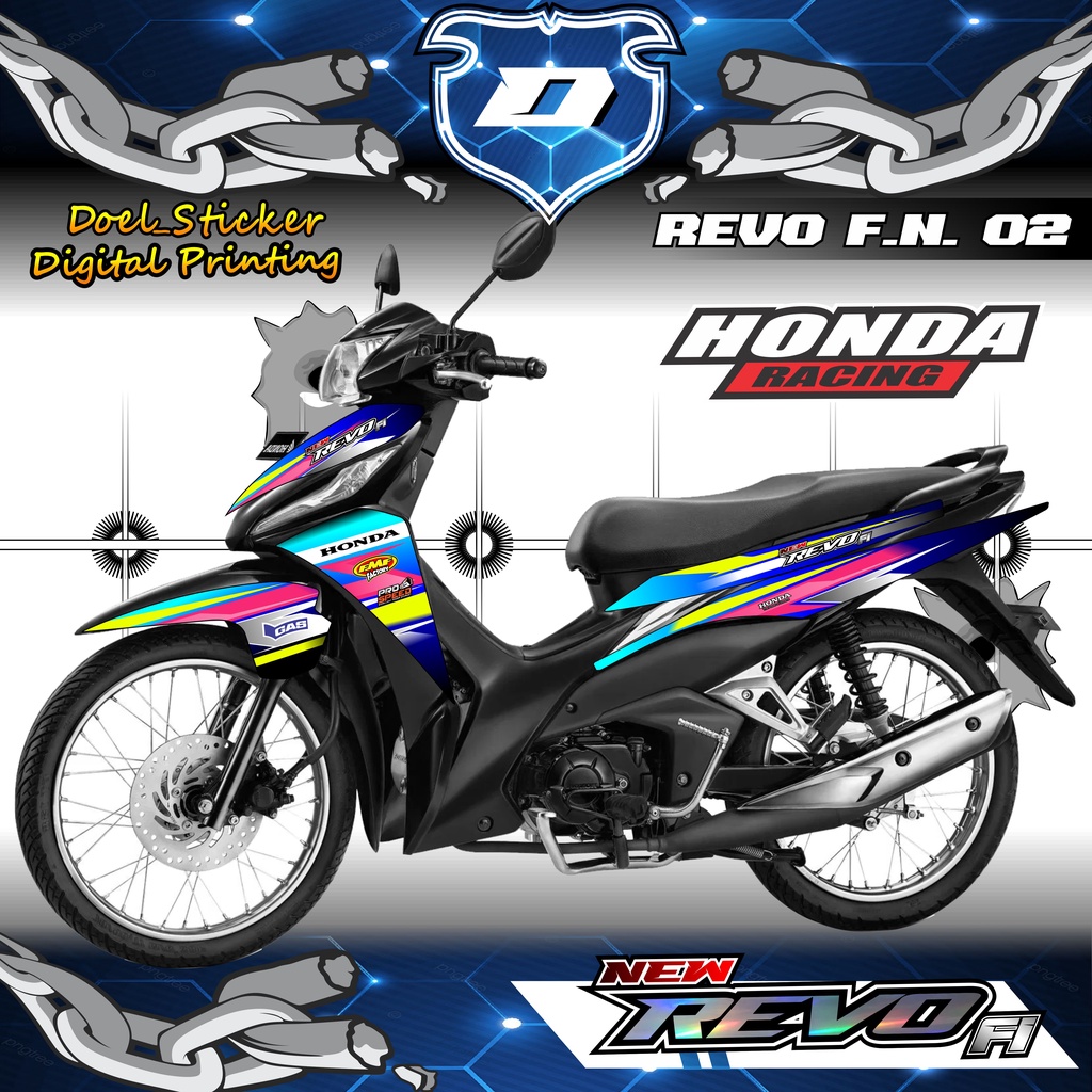 Sticker Striping REVO FI NEW / REVO FIT injeksi List Variasi Hologram , Crome Doel 002