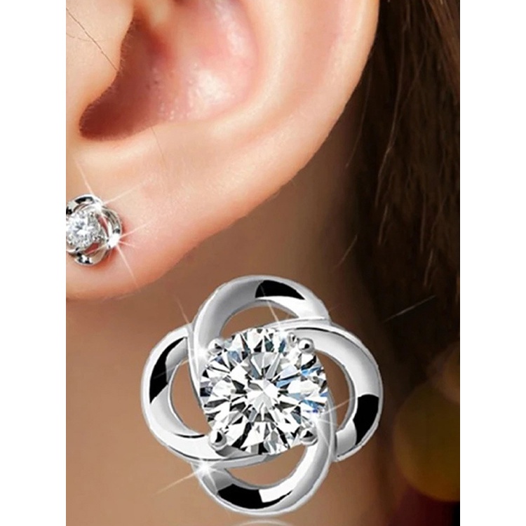 Classic Design Ear Piercing Stud Earrings Women Wedding Trend Eternity Earrings Timeless Styling Female Jewelry