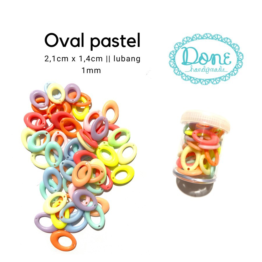 Oval pastel beads manik pastel macaroon colour manik oval perhiasan