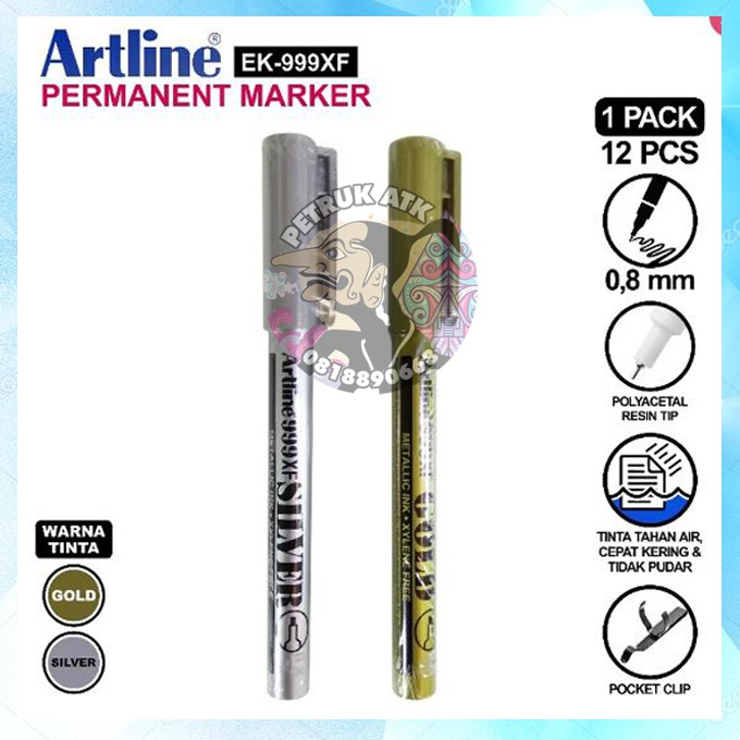 

[PCS] SPIDOL PERMANEN ARTLINE EK-999XF METALLIC MARKER GOLD /SILVER*