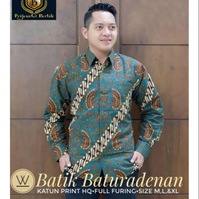 Kemeja Batik Lengan Panjang Batik Bahan Katun Baturaden Batik Lapis Furing Kode W02