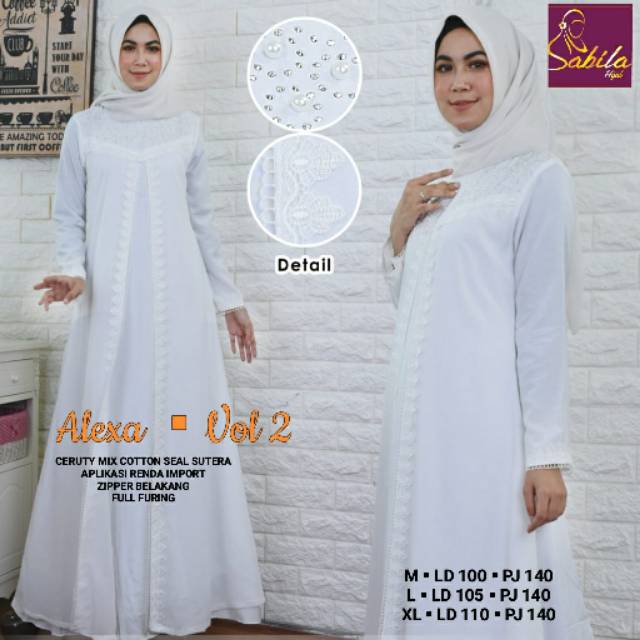 Alexa Gamis Putih/Baju putih/abaya putih/gamis haji/seragam baju putih