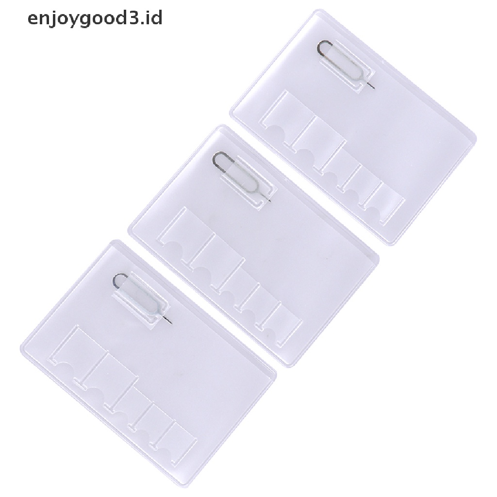 (Rready Stock) 5 Pcs Tempat Penyimpanan 6 Sim Card Universal Transparan (ID)