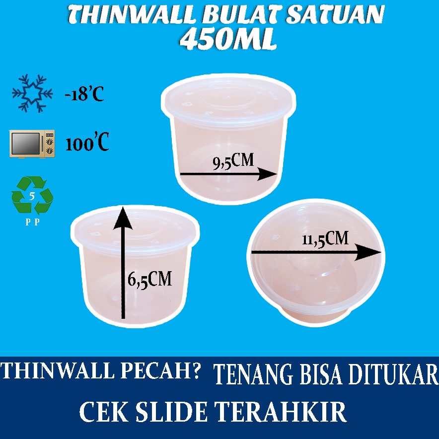 Thinwall Mangkuk BOWL 450ml / Kotak Makan Mangkok OTBS450