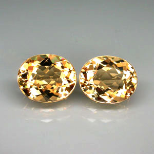 VVS Pair Oval 6.98ct tcw. 11x9x5.7mm Natural Unheated Golden Yellow Beryl Brazil BL109