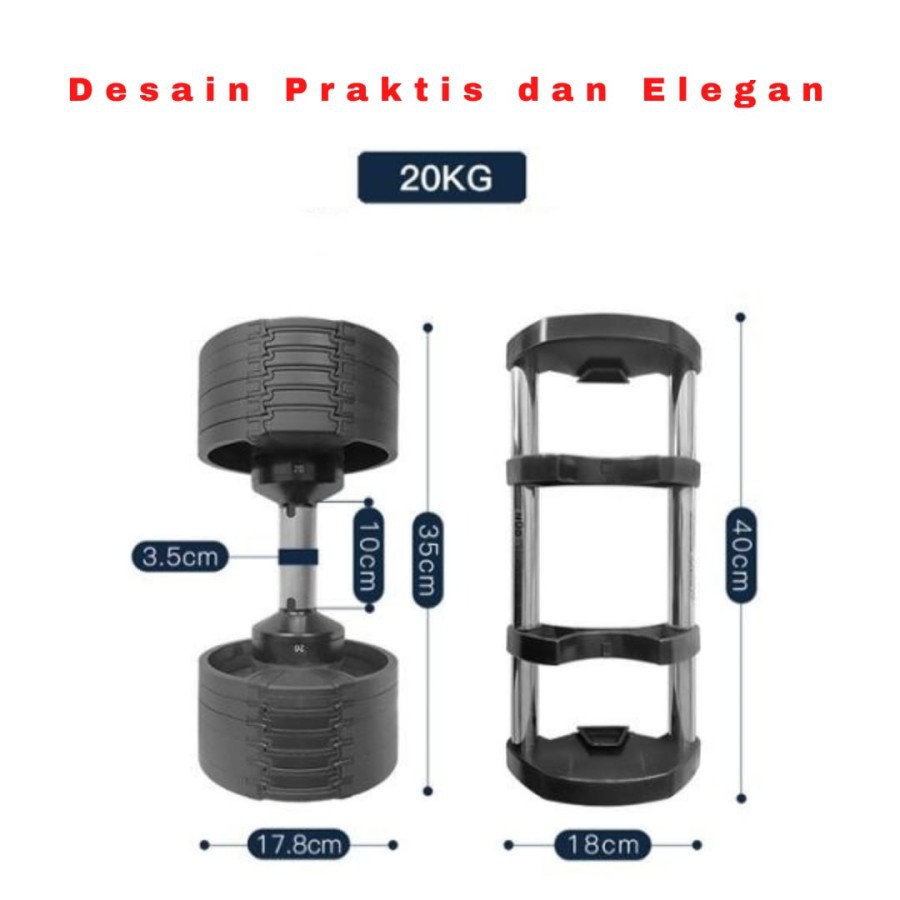 FLEXBELL Pair 20KG Adjustable Dumbell - Barbel Dumbel NuoBell