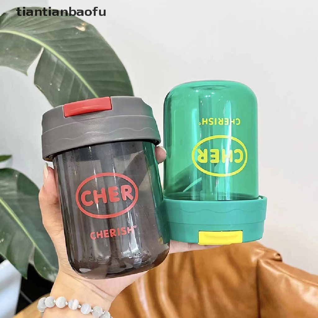 Botol Air Portabel Bahan Plastik Ukuran 330ml Dengan Sedotan Stiker 3D