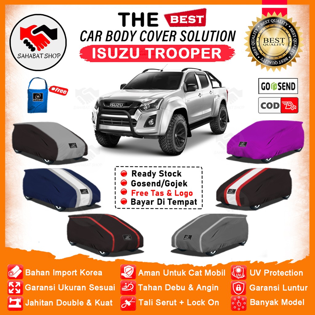 Sahabat Body Cover Mobil Trooper / Sarung Penutup Isuzu Trooper Outdoor / Selimut Mantel Tutup Jas Kerudung Pelindung Kerodong Tutupan Bungkus Pembungkus Kelambu Terpal Mobil Troopeer Waterproof Anti Air Model Orange