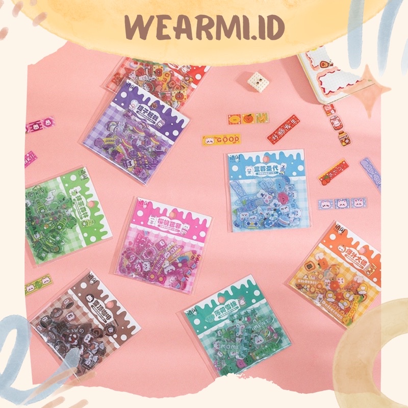 

50 pcs Sticker Pack Word Colorfull Bear Flower Scrapbook Yuxian Bujo Jurnal DIY Wearmi YXT200