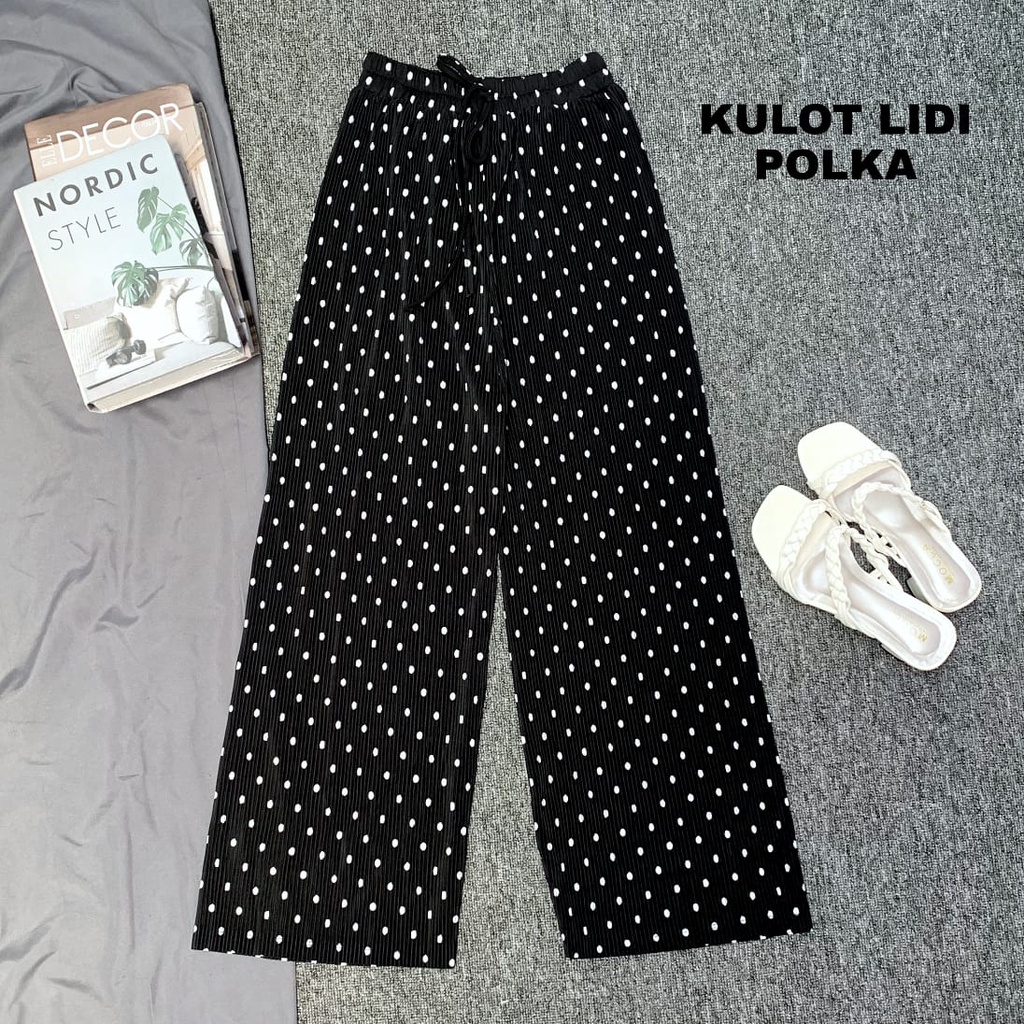 KULOT LIDI POLKA POLKADOT / KULOT PLISKET POLKA POLKADOT / KULOT WANITA / CELANA WANITA