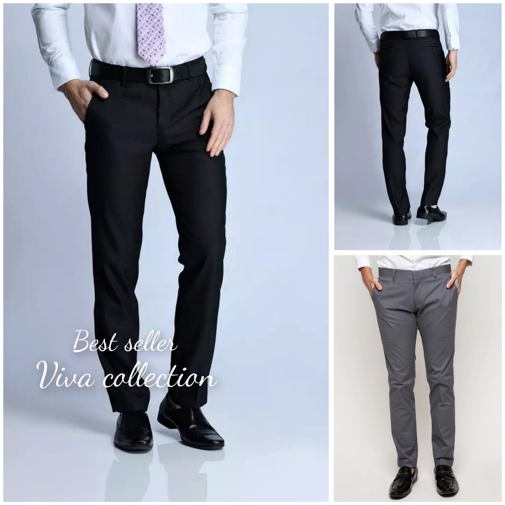 CELANA KANTOR FORMAL PRIA SLIMFIT BAHAN DASAR KAIN WOLL.