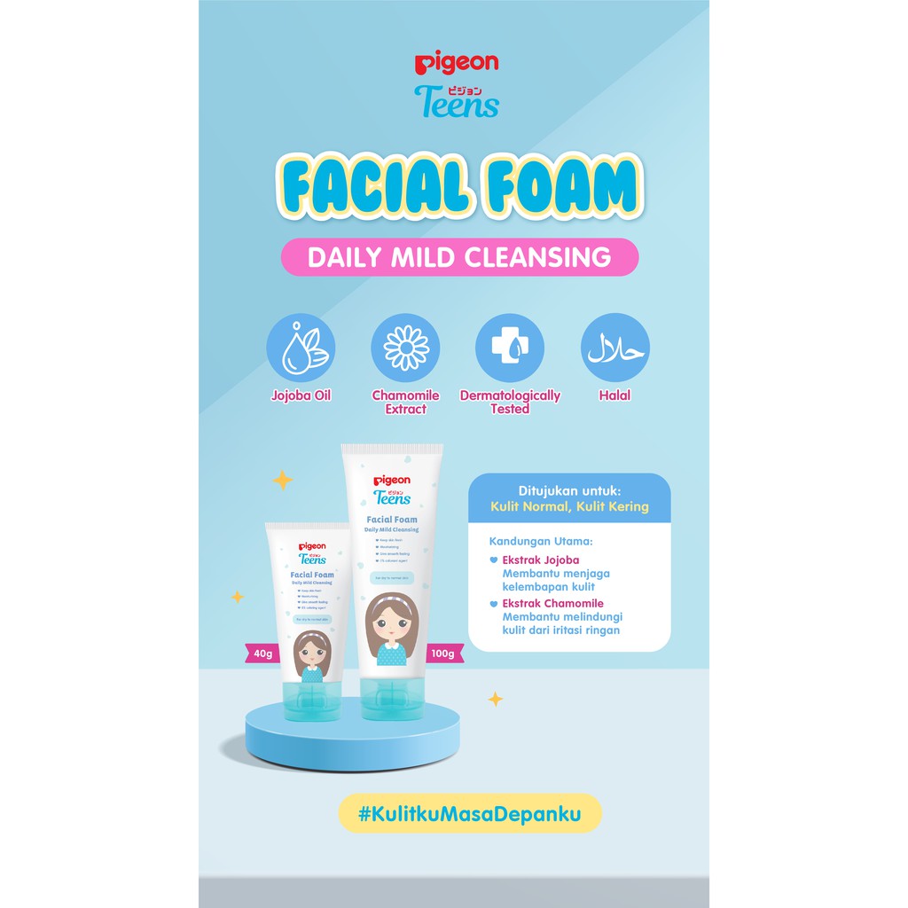 Pigeon Teens Facial Foam Daily Mild Cleansing | Sabun Muka Kulit Kering | Pembersih Wajah