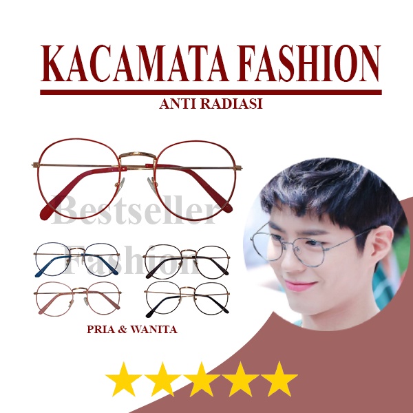 (COD) Kacamata Fashion Korea Frame OVAL Kacamata Anti Radiasi Metal Transparant Kacamata Anti Radiasi Metal Gaya Retro Unisex Glassess NO CASE