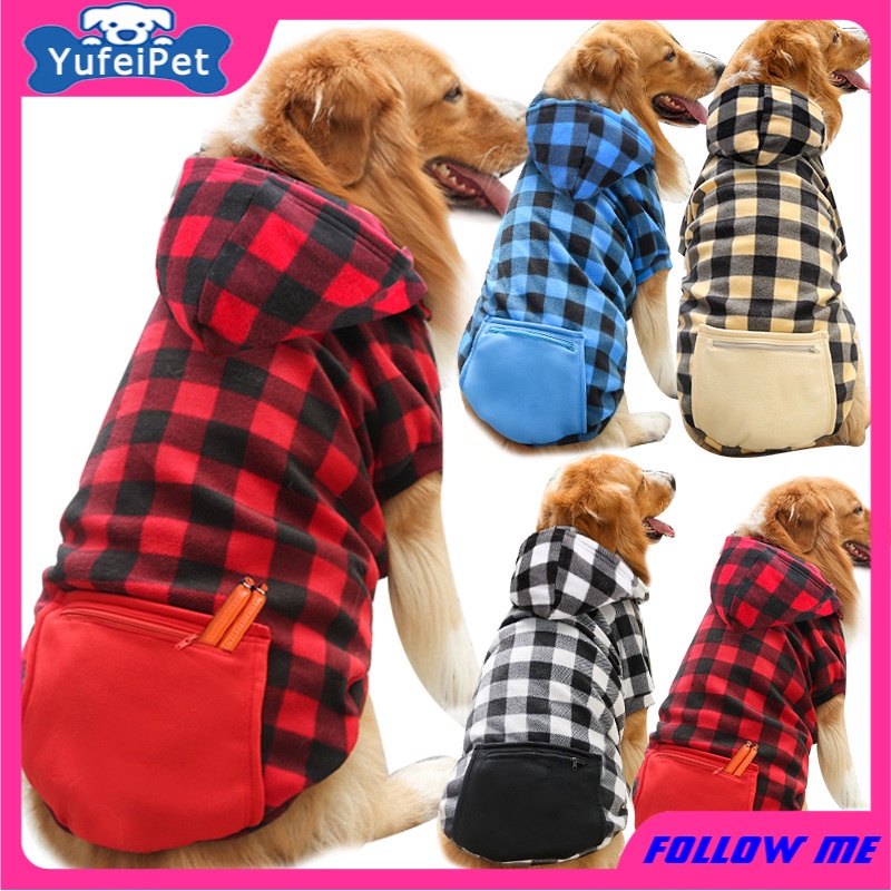 Autumn and Winter Fleece Golden Hair Tide Brand Zipper Pocket Sweater Large, Medium and Small Dogs Dog Clothes Law Fighting Pet Clothes