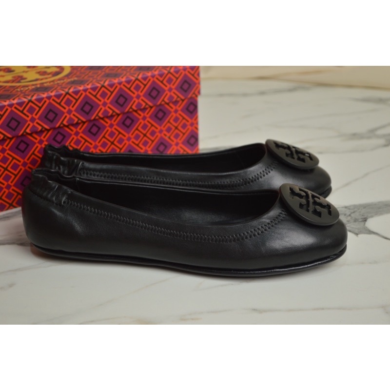 Tory Burch Minnie Travel Logo Flats Perfect Black