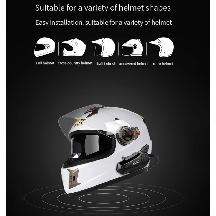 E1 BLUETOOTH HEADSET HELMET E1 BT 5.0 SUPPROT 2 PAIRING RIDERS FM RADIO FAST CHARGING HIFI MEGA BASS ORIGINAL