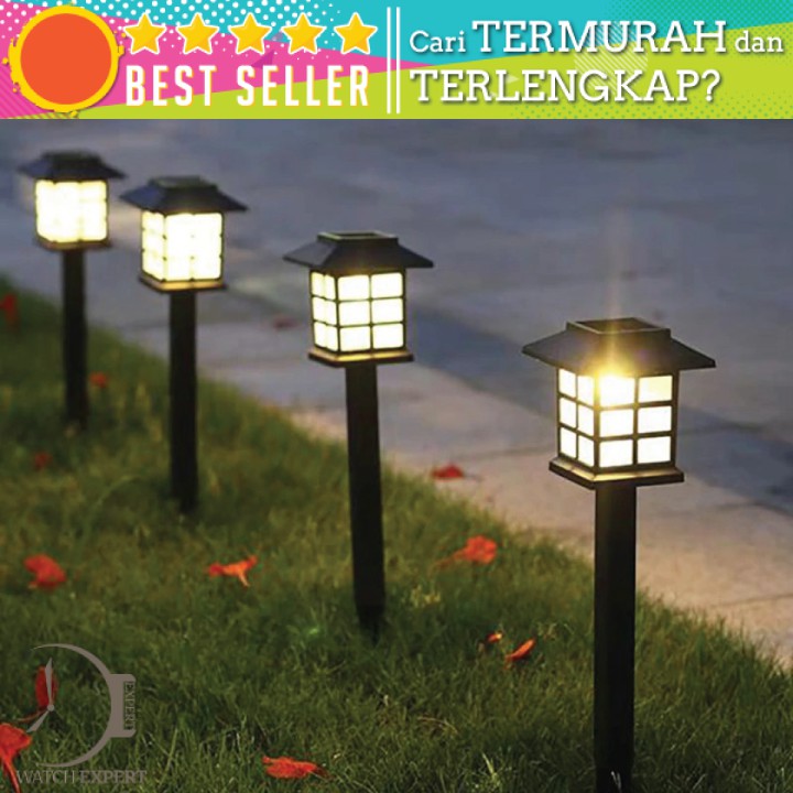 BISA COD Lampu Taman Model Tancap Dengan Tenaga Surya Warna Kuning Solar Panel Warm White Light