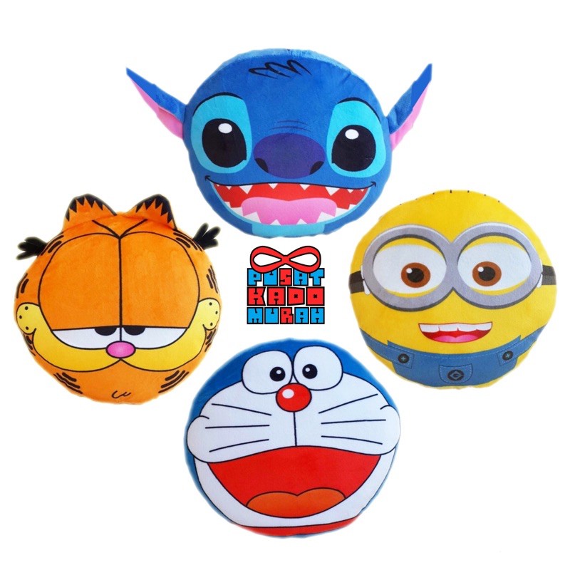 Bantal Muka Doraemon / Garfield / Minion / Stitch