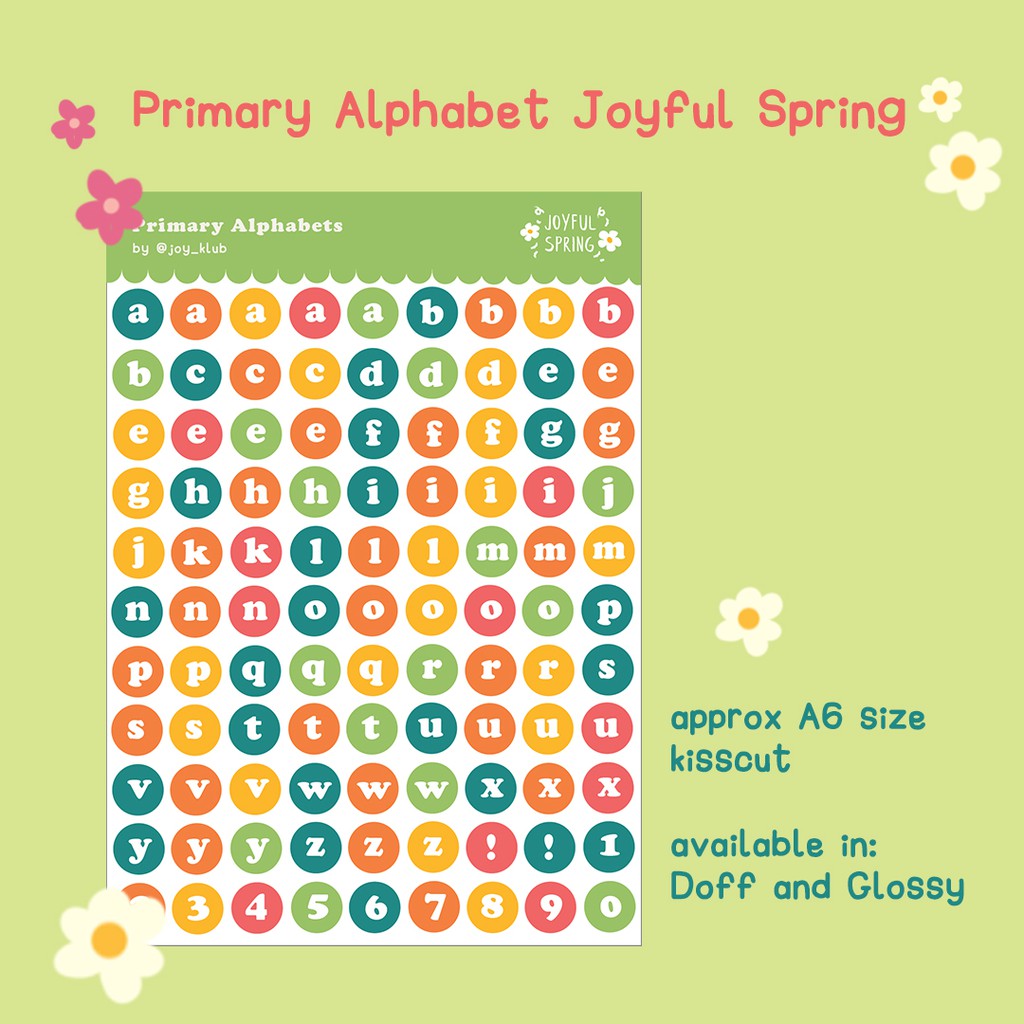 

Joy Klub - Joyful Spring Primary Alphabet Sticker Sheet (Cek Deskripsi) Sticker Deco Sticker Aesthetic Laptop