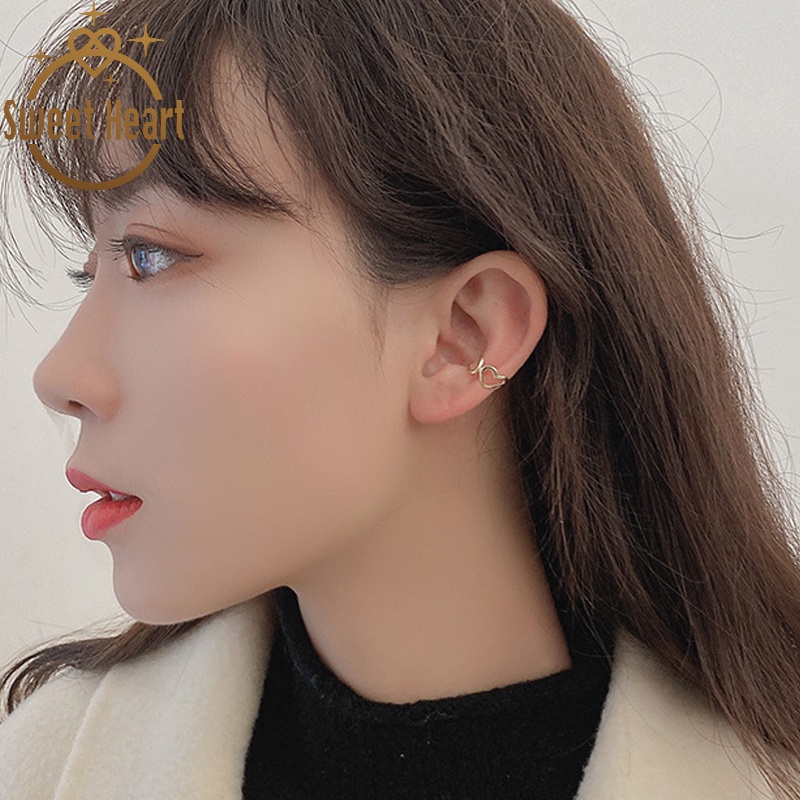 2021 Love No Pierced Ear Bone Clip Temperament Net Red Korean Ear Clip Female Simple Wild Personality Earrings Sweet Heart Jewelry