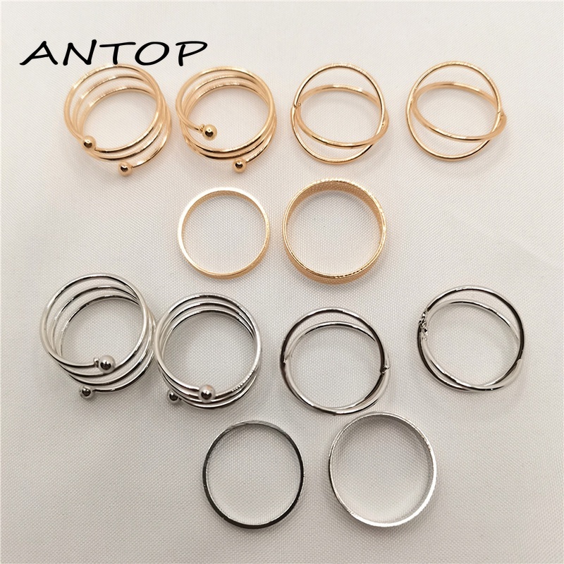 6Pcs Cincin Retro Bahan Stainless Steel Untuk Hadiah Aksesoris Fashion ANTOP