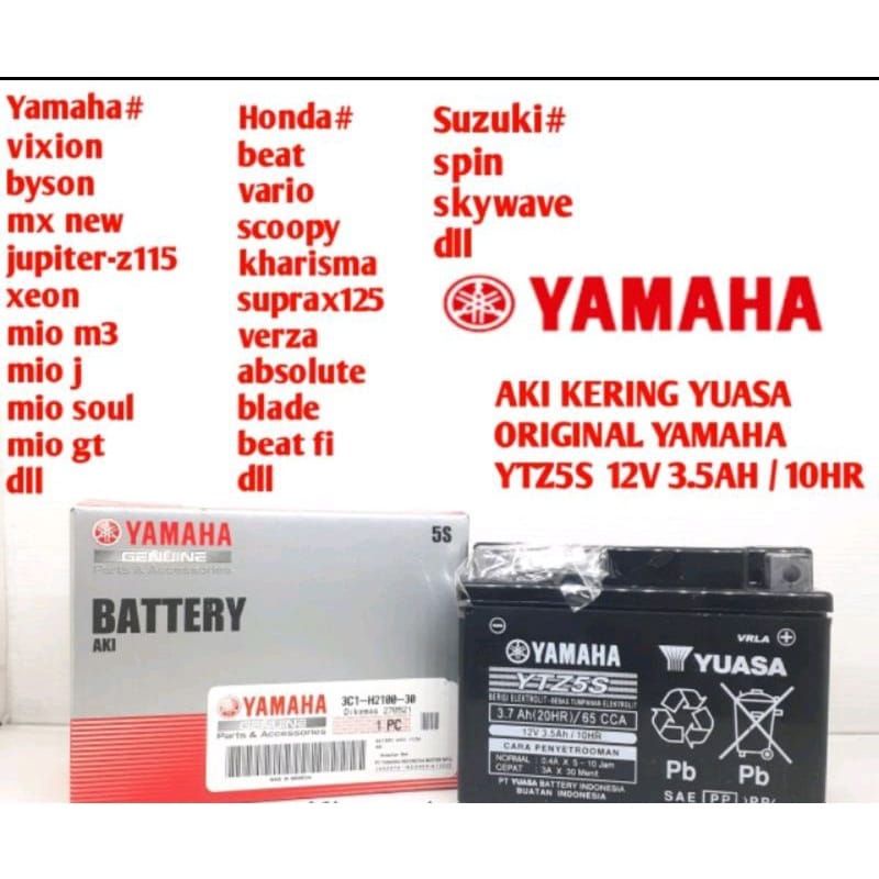 ACCU AKI KERING  YUASA  YTZ5S  ORI ATAU  ORIGINAL YAMAHA  MIO Z VIXION  BEAT F1