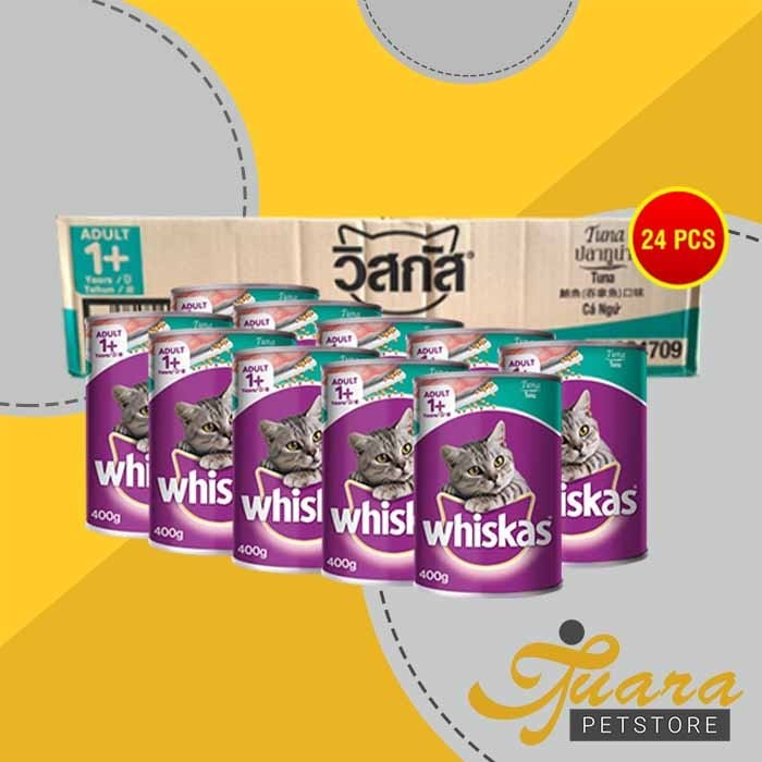 Makanan Basah Kucing Whiskas Kaleng Wetfod Grosir Dus Isi 24 PCS 400GR