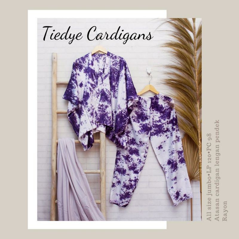 SETELAN WANITA MURAH ! ONE SET CARDIGAN JUMBO RAYON TIEDYE/OVERSIZE PIYAMA KIMONO|BAJU LEBARAN-7