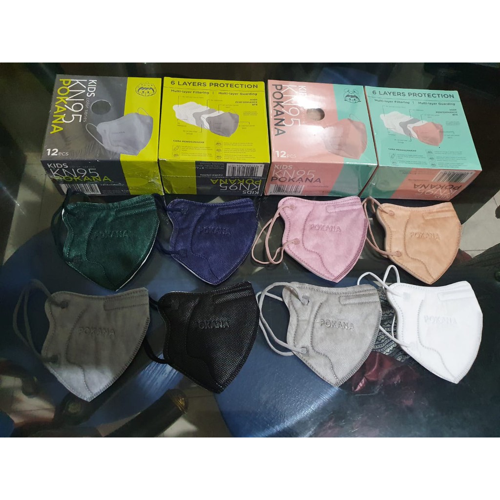 Masker Medis Surgical Medical POKANA KN95 Kids Anak Non Sensi Duckbill 6ply Earloop Isi 12 ORI BARU