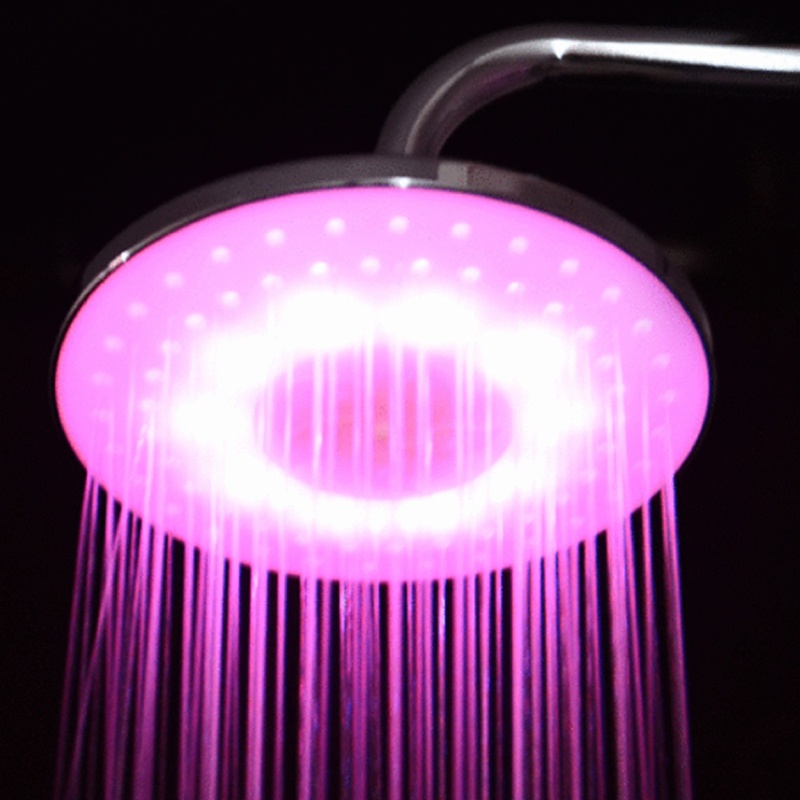 Gro Kepala Shower Bentuk Bulat 8 &quot;Dengan Lampu LED RGB Bahan Stainless Steel Untuk Kamar Mandi