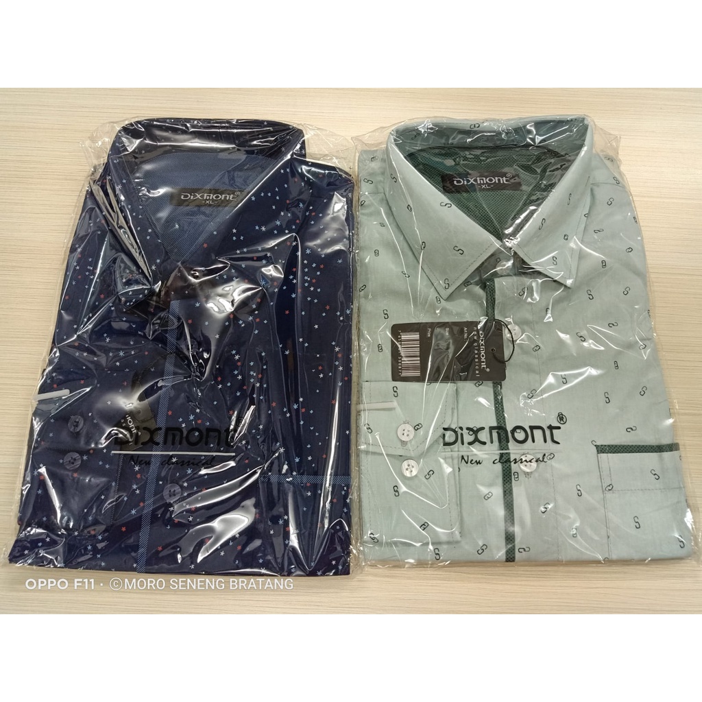 Hem Kemeja pria lengan panjang dewasa kantor DIXMONT motif size XL