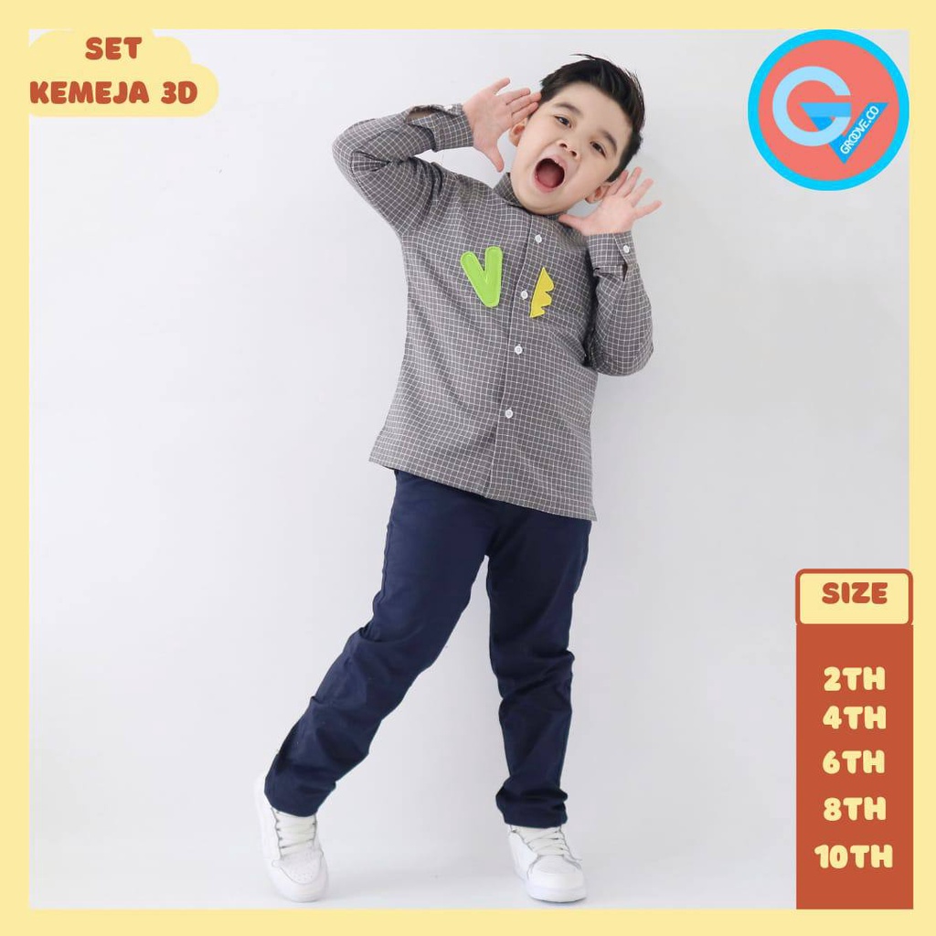 Setelan Anak Set Kemeja 3d Groove