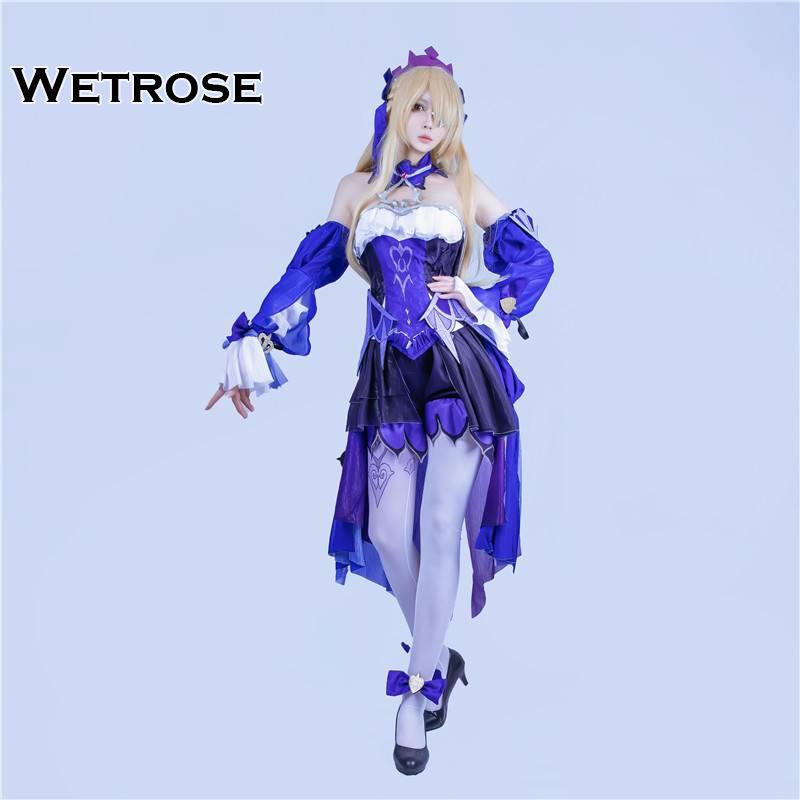 【Wetrose】Genshin Impact Cos Fischl New Skin Ein Immernachtstraum Cosplay Anime Women Costume Dress Set, Fischl Wig