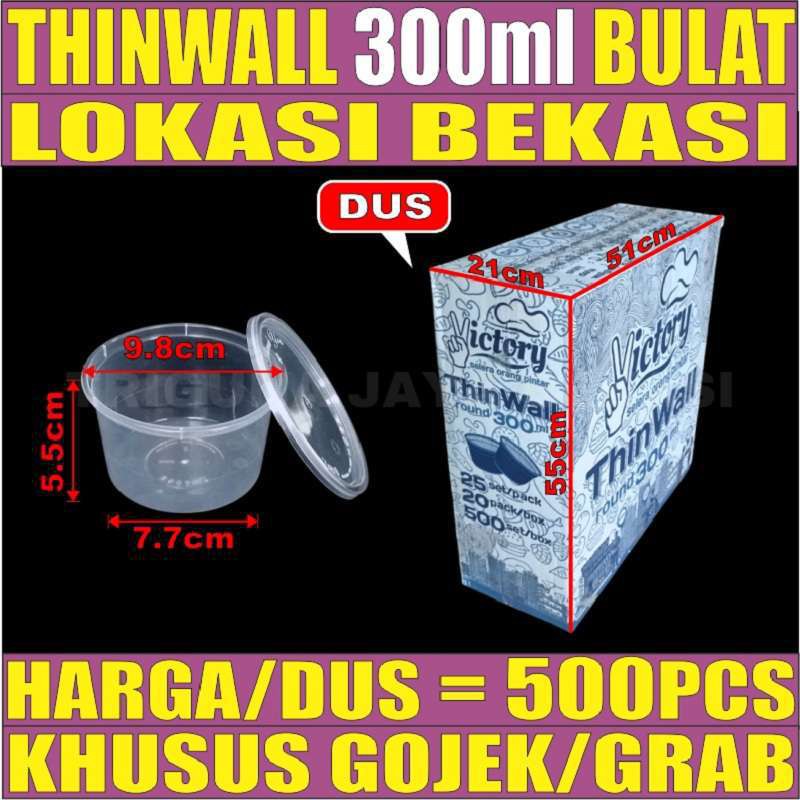 Thinwall Bulat 300ml Per Dus Bowl Mangkuk Makan Plastik Es Kepal Milo Cup Puding 300 ml
