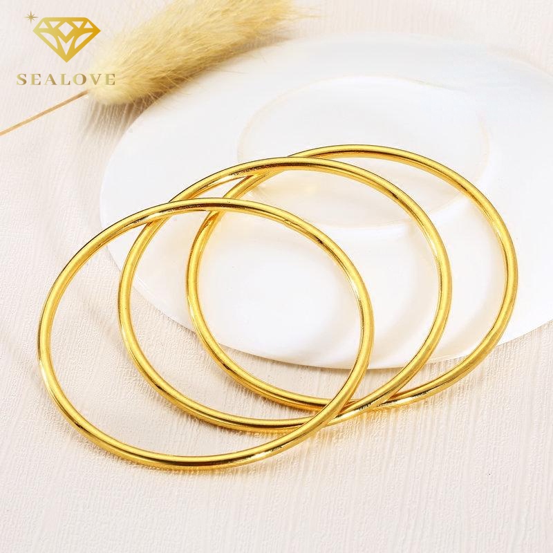 gelang titanium wanita anti karat emas 18K simple Premium bracelet bulat aksesoris perhiasan korea