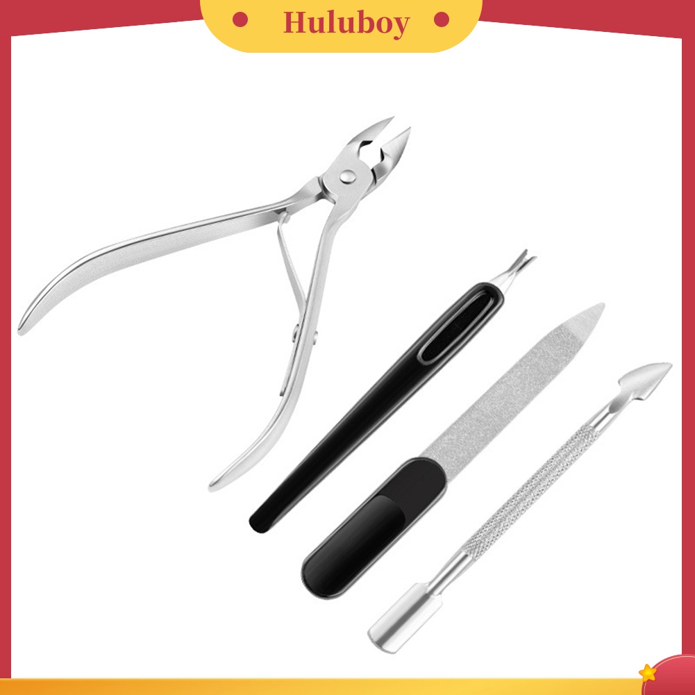 Huluboy Huluboy♡ 4pcs / Set Gunting Kuku / Kutikula / Kulit Mati Bahan Stainless Steel Untuk Manicure