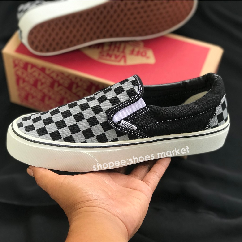 VANS SLIPON CHECKERBOARD GREY BLACK