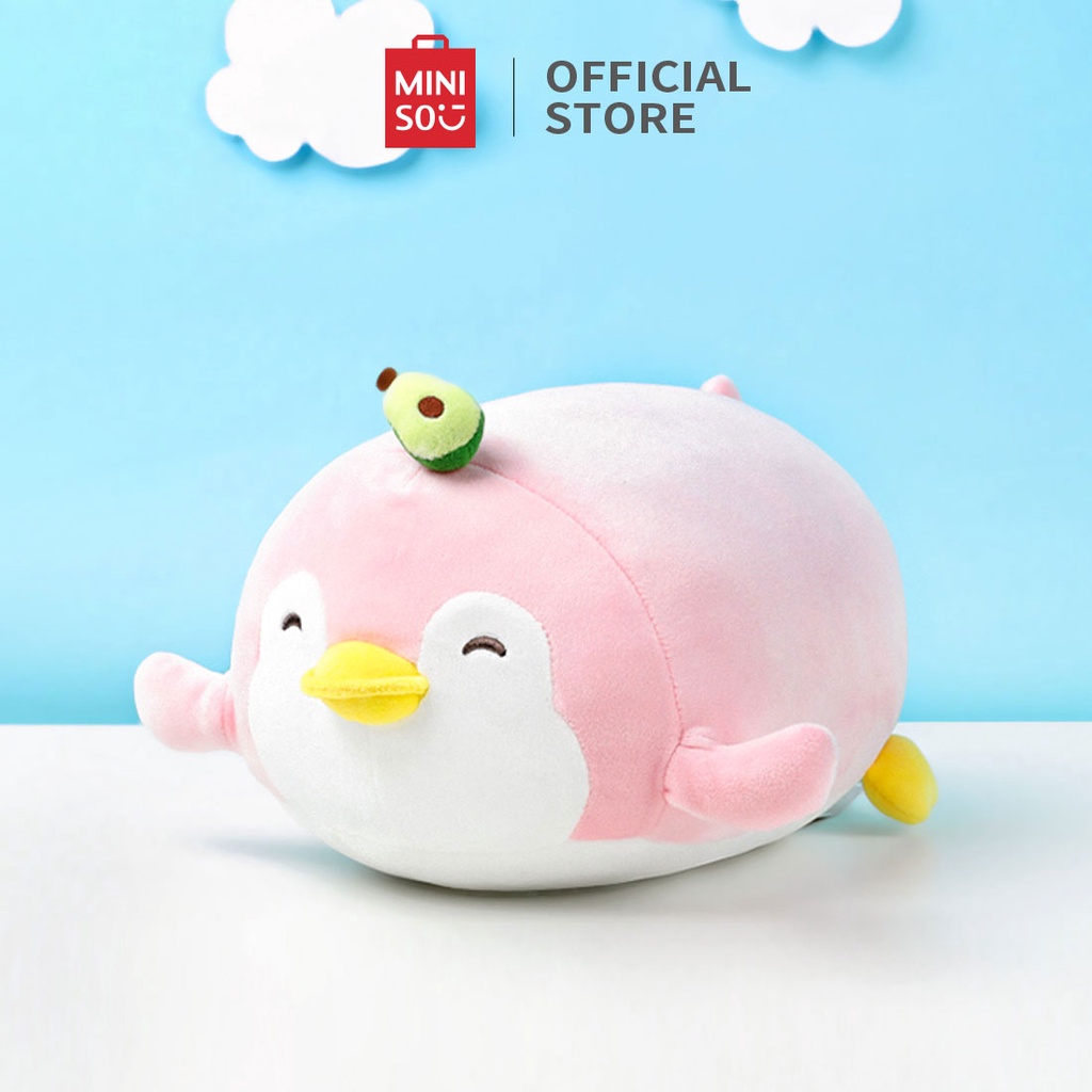 Miniso Boneka Penguin Tiduran Plush Toy Mainan Penguin Mewah Yang Lucu Hadiah Ulang Tahun 30cm