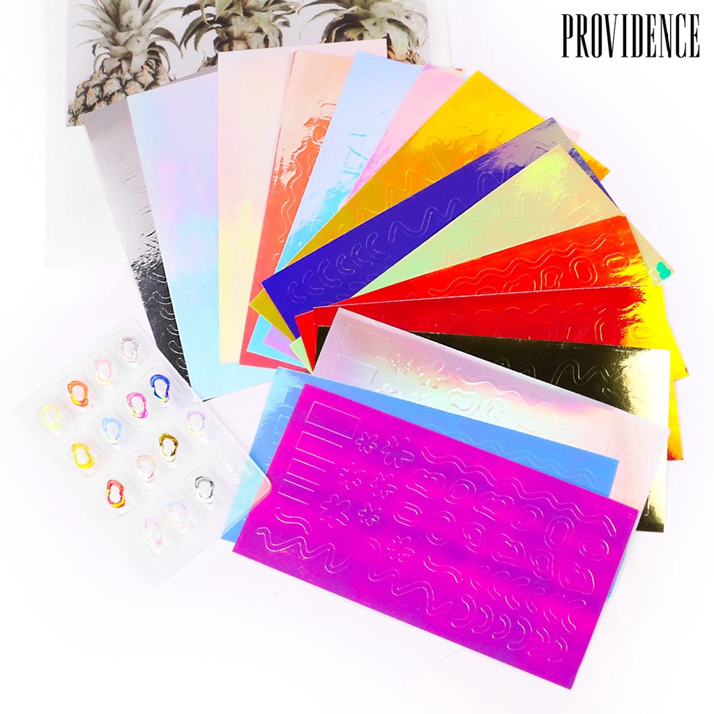 Providence 16pcs / Set Stiker Kuku Motif Aurora Warna-Warni Untuk Nail Art / Manicure Wanita