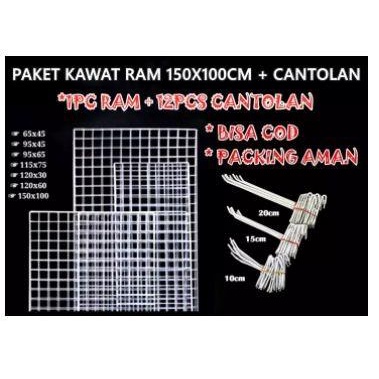 Kawat Ram 150X100 Cm - Rak Display Aksesoris Hp - Rak Gantung Putih