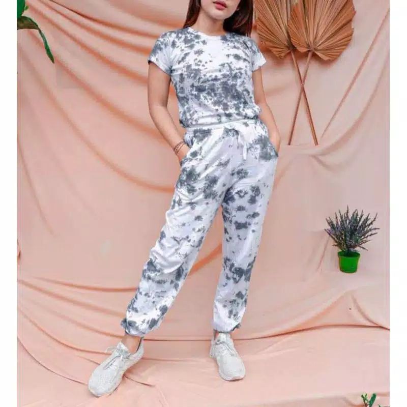egainajaaa - one set kaos joger (dapat atasan + bawahan joger)/ set joger jogger tie dye innaya sete